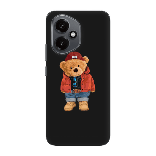 Honor Magic 400 Bear in a hat Black Colored Silicone TPU Θήκη